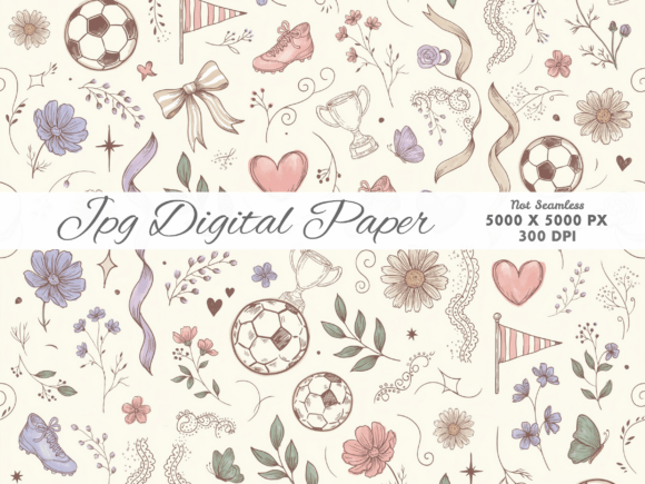 Download Coquette Sports Pattern Digital Paper - Digital paper Collection