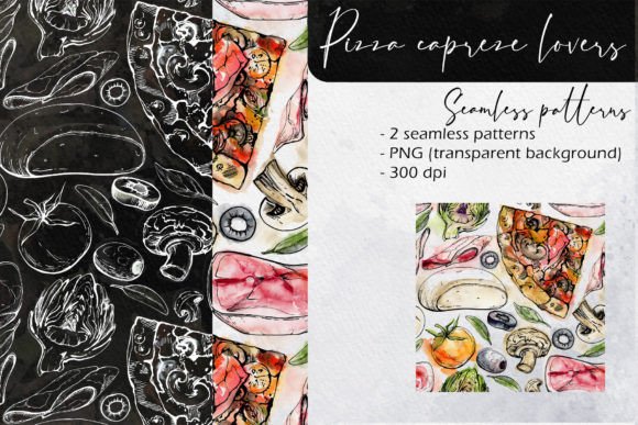 Download Pizza Caprese Lovers: Seamless Patterns - Sea Collection
