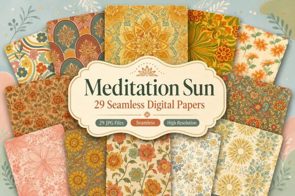 Download Meditation Sun Seamless Digital Patterns - Sea Collection