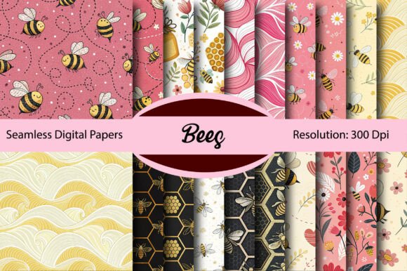 Download Bees Seamless Digital Paper - Digital paper Collection