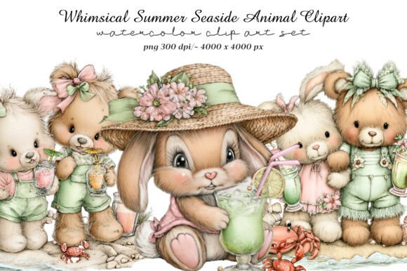 Download Whimsical Summer Seaside Animal Clipart - Sea Collection