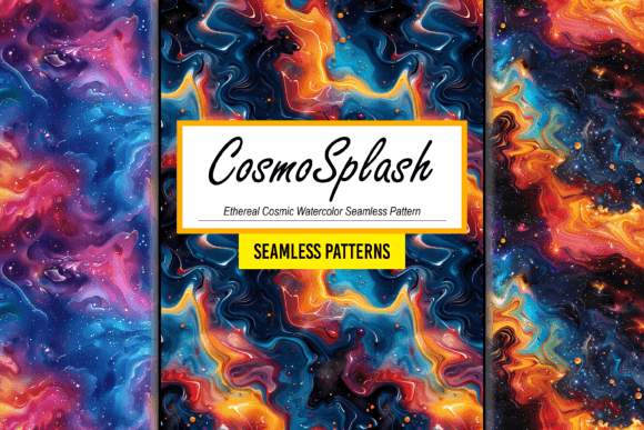 Download Cosmic Watercolor Seamless Pattern Art - Sea Collection