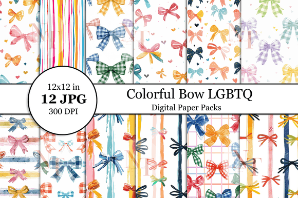 Download Colorful Bow LGBTQ Pride Digital Paper - Digital paper Collection