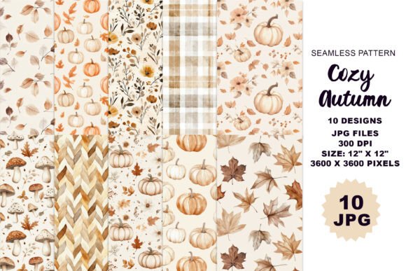 Download Cozy Autumn Watercolor Seamless Pattern - Sea Collection