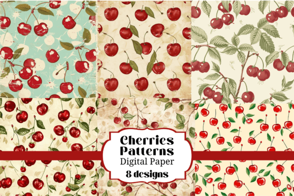 Download Red Summer Cherries SEAMLESS Backgrounds - Sea Collection