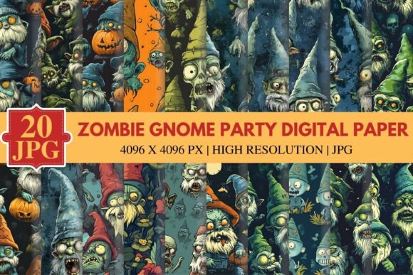 Download Zombie Gnome Party Digital Paper - Digital paper Collection