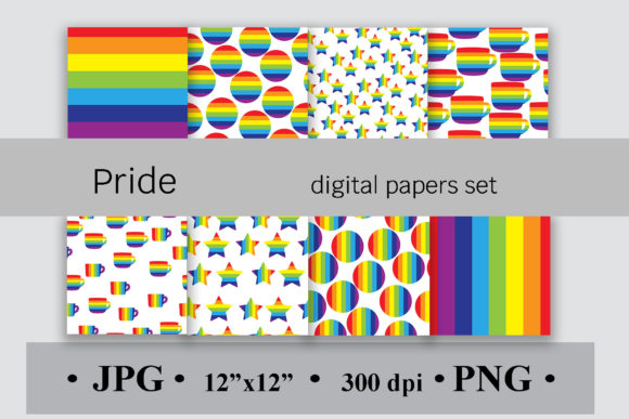 Download Pride Digital Paper Set, Rainbow Pattern - Digital paper Collection
