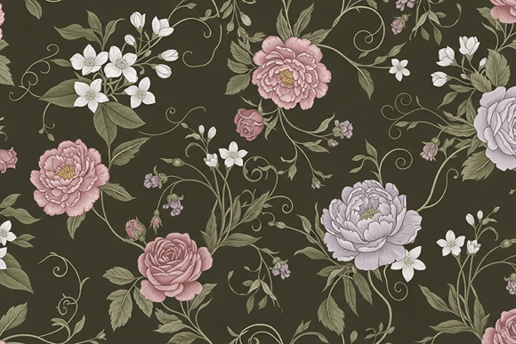 Download Vintage Dark Floral Seamless Wall Paper - Sea Collection