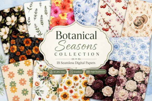 Download Botanical Seasons Seamless Paper - Sea Collection