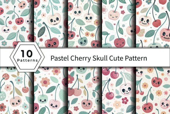 Download Pastel Cherry Skull Cute Pattern - Cute pattern Collection