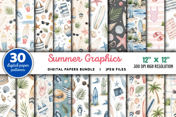 Download Summer Digital Paper Graphics Bundle - Digital paper Collection