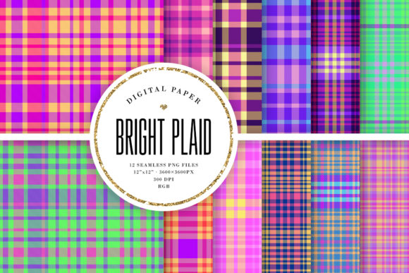 Download Bright Plaid Seamless Scrapbook Paper - Sea Collection