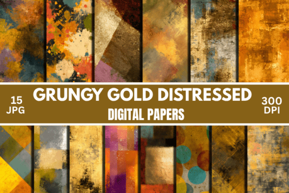 Download Abstract Gold Grunge Digital Paper - Digital paper Collection