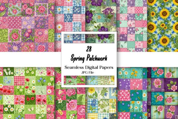 Download Spring Patchwork Seamless Digital Paper - Digital paper Collection