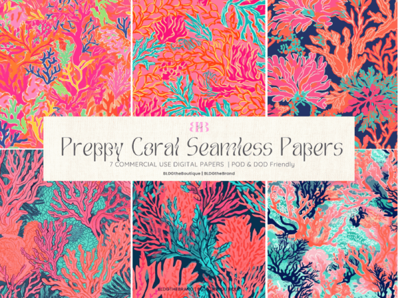 Download Preppy Coral Seamless Repeating Patterns - Sea Collection