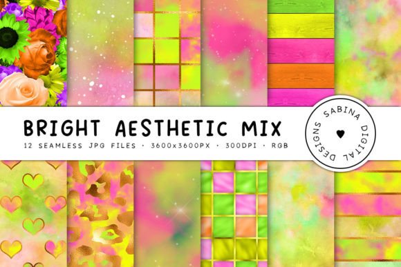 Download Bright Aesthetic Mix Digital Paper - Digital paper Collection