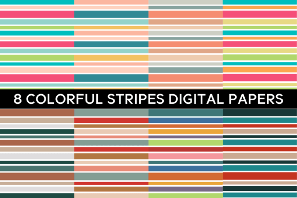 Download 8 Colorful Stripes Digital Papers - Digital paper Collection