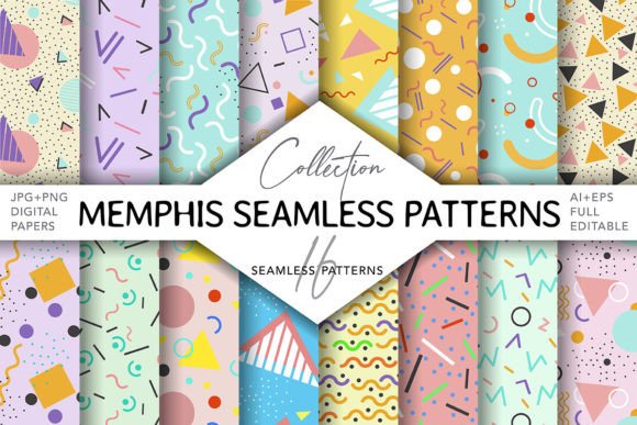 Download Memphis Pastel Patterns Seamless - Sea Collection