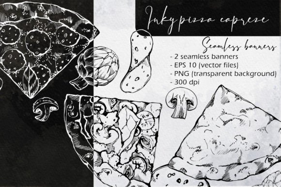 Download Inky Pizza Caprese: Seamless Banners - Sea Collection