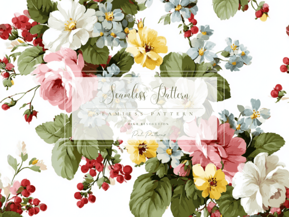 Download Vintage Floral Seamless Pattern PNG with Background - Sea Collection