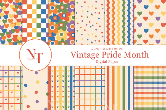 Download Vintage Pride Month Digital Paper - Digital paper Collection