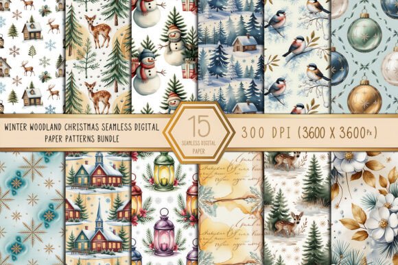 Download Winter Woodland Christmas Seamless Paper - Sea Collection