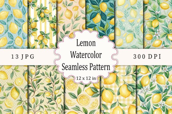 Download Lemon Watercolor Seamless Pattern - Sea Collection
