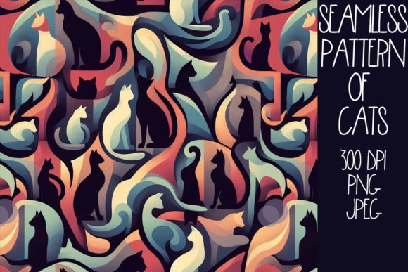 Download Sophisticated Seamless Cat Pattern - Sea Collection