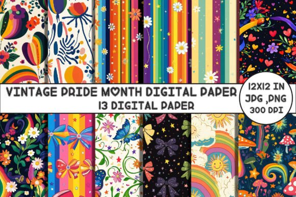 Download Vintage Pride Month Digital Paper - Digital paper Collection