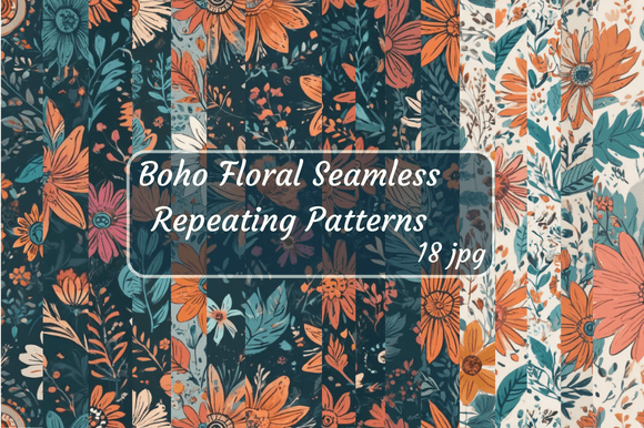 Download Boho Floral Seamless Repeating Patterns - Sea Collection