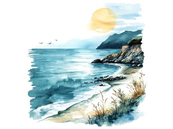Download 10 Seaside Nature Landscape Clipart Set - Sea Collection