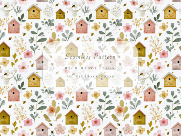 Download Bee House Seamless Pattern - Sea Collection