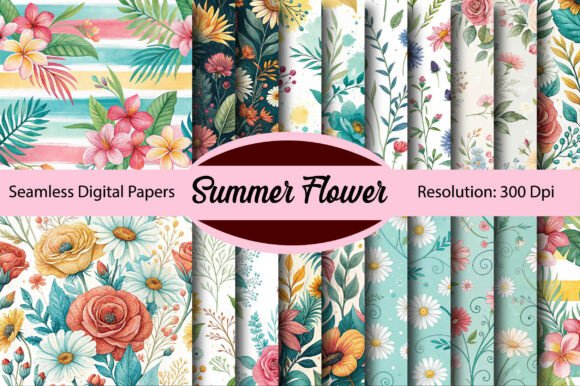 Download Summer Flower Seamless Digital Paper - Digital paper Collection