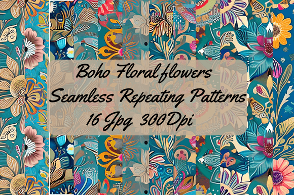 Download Boho Floral Seamless Repeating Patterns - Sea Collection