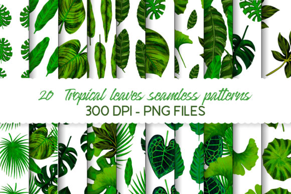 Download Tropical Leaves Seamless Pattern Set - Sea Collection