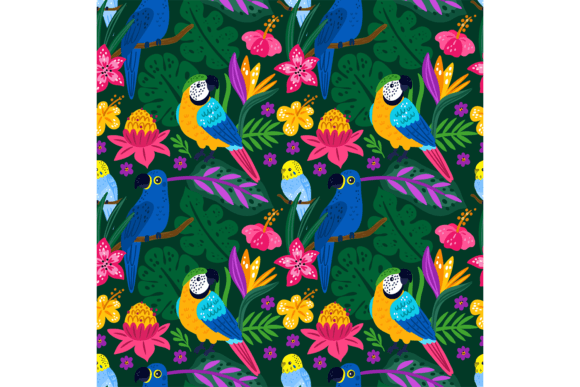 Download Seamless Exotic Birds. Tropical Bright P - Sea Collection