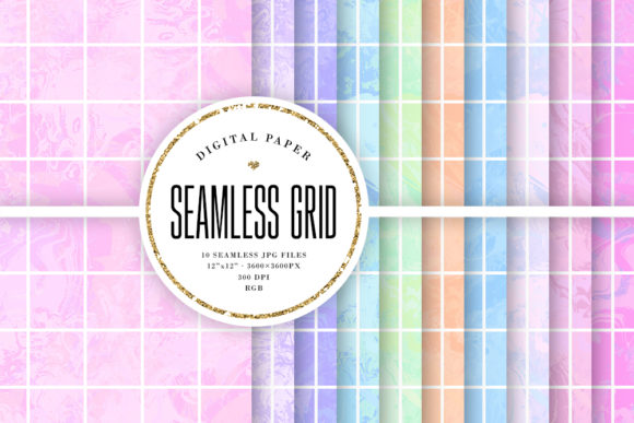 Download Seamless Big Grid Pastel Patterns - Sea Collection