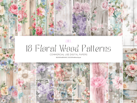 Download Floral Wood Seamless Repeating Patterns - Sea Collection
