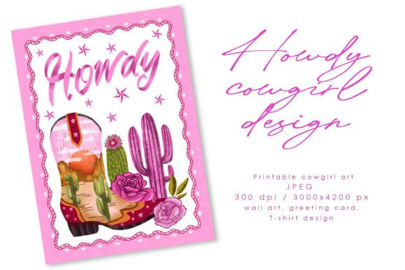 Download Howdy Soft Pink Feminine Western Art - Soft pink Collection