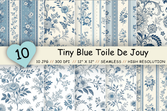 Download Tiny Blue Toile De Jouy Seamless Pattern - Sea Collection