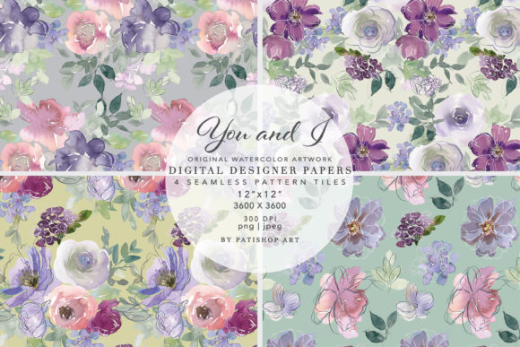 Download Watercolor Floral Seamless Pattern Set - Sea Collection