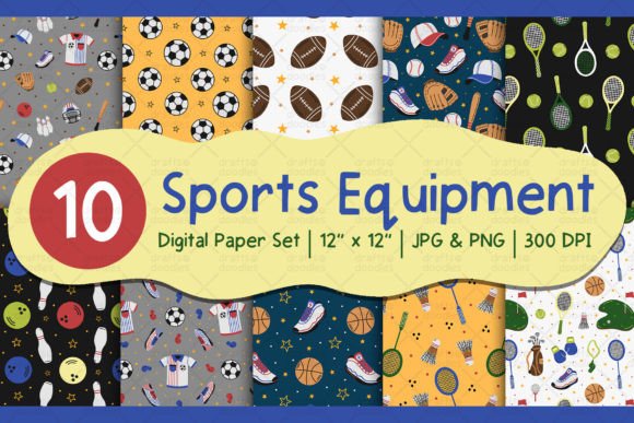 Download Sports Equipment Digital Paper Set - Digital paper Collection