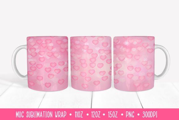 Download Soft Pink Hearts Mug Sublimation Design. - Premium Bundle