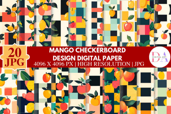 Download Mango Checkerboard Design Digital Paper - Digital paper Collection