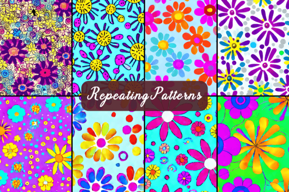 Download &nbsp;Flower Art Seamless Repeating Patterns - Sea Collection