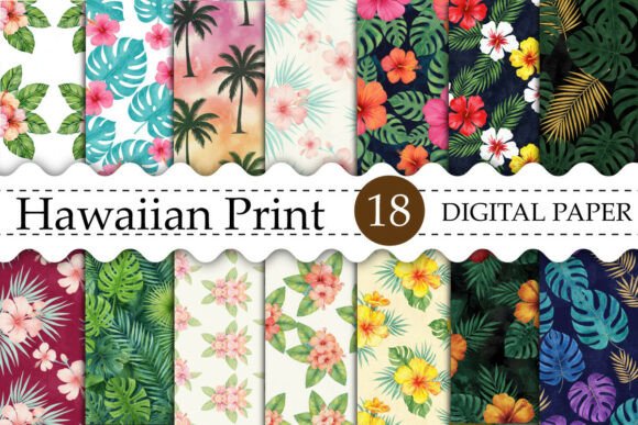 Download Hawaiian Print Digital Paper Designs - Digital paper Collection