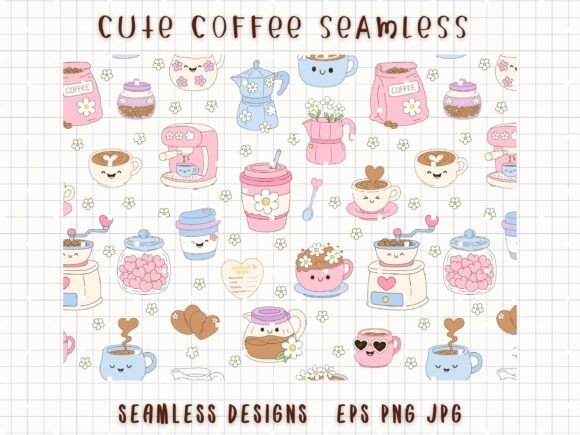 Download Cute Coffee Seamless Cafe Digital Paper - Digital paper Collection