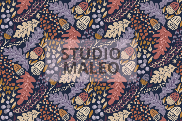 Download Autumn Acorn Oak Leaves Seamless Pattern - Sea Collection