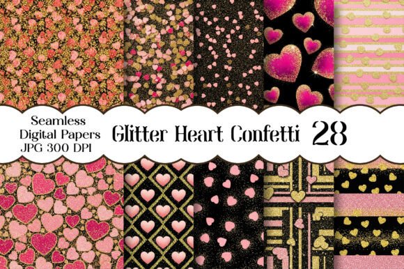 Download Glitter Heart Confetti Seamless Patterns - Sea Collection