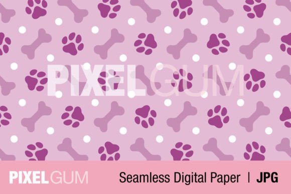 Download Seamless Purple Bone, Paw &amp; Dot Pattern - Sea Collection